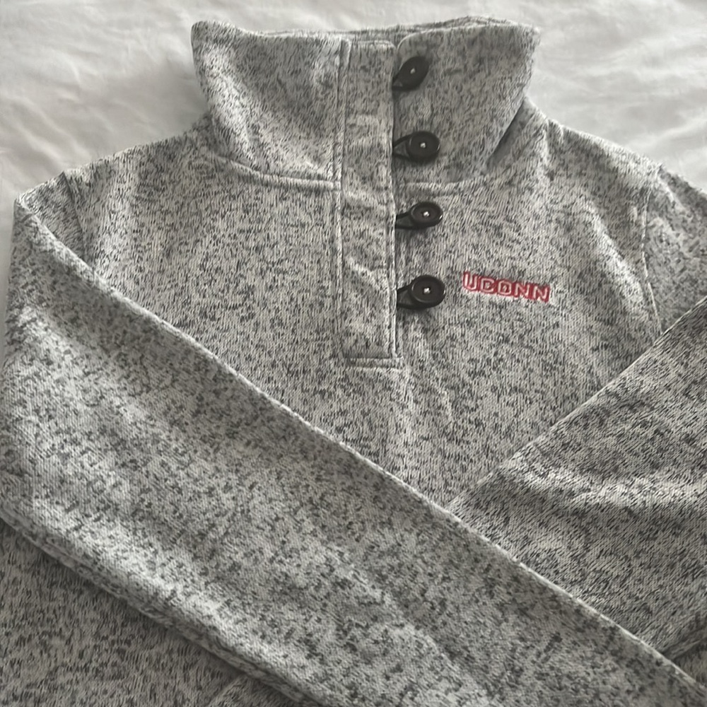 UConn Funnel Neck Sweater (Heather Grey)